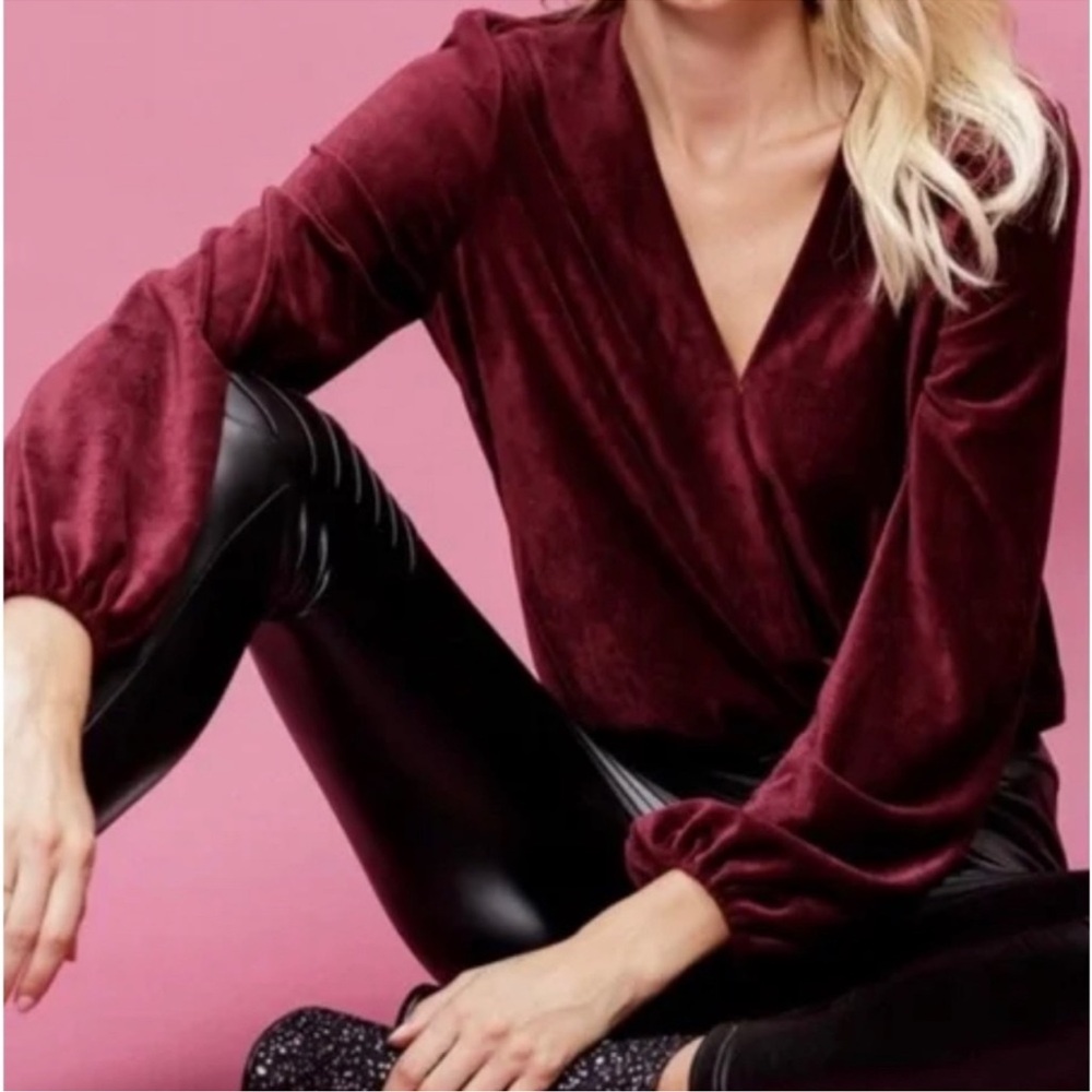 NWT Mittoshop Bodysuit Velour Burgundy Wine Maroon Long Sleeve